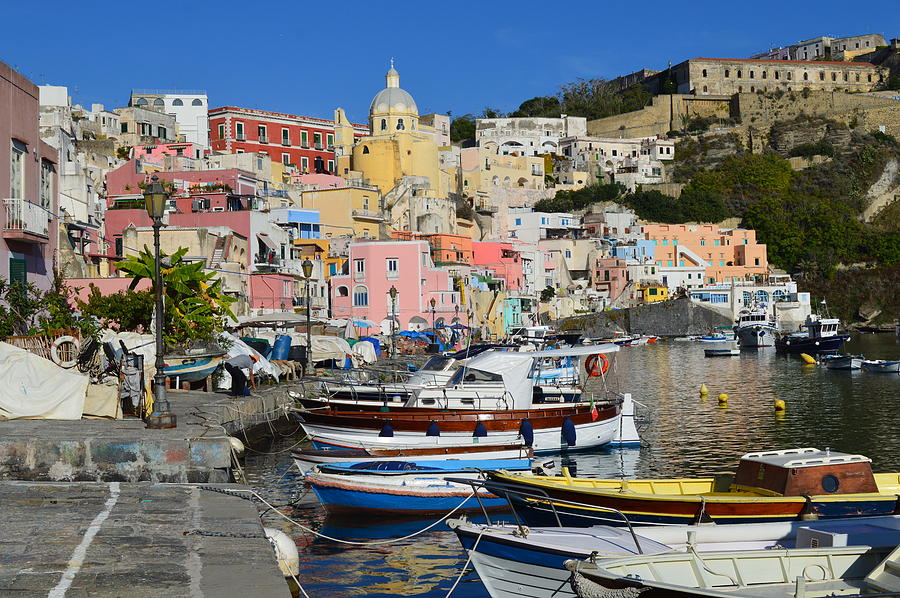 Italy Procida Island Marina Corricella Naples Bay 3 Painting by Ana Maria Edulescu