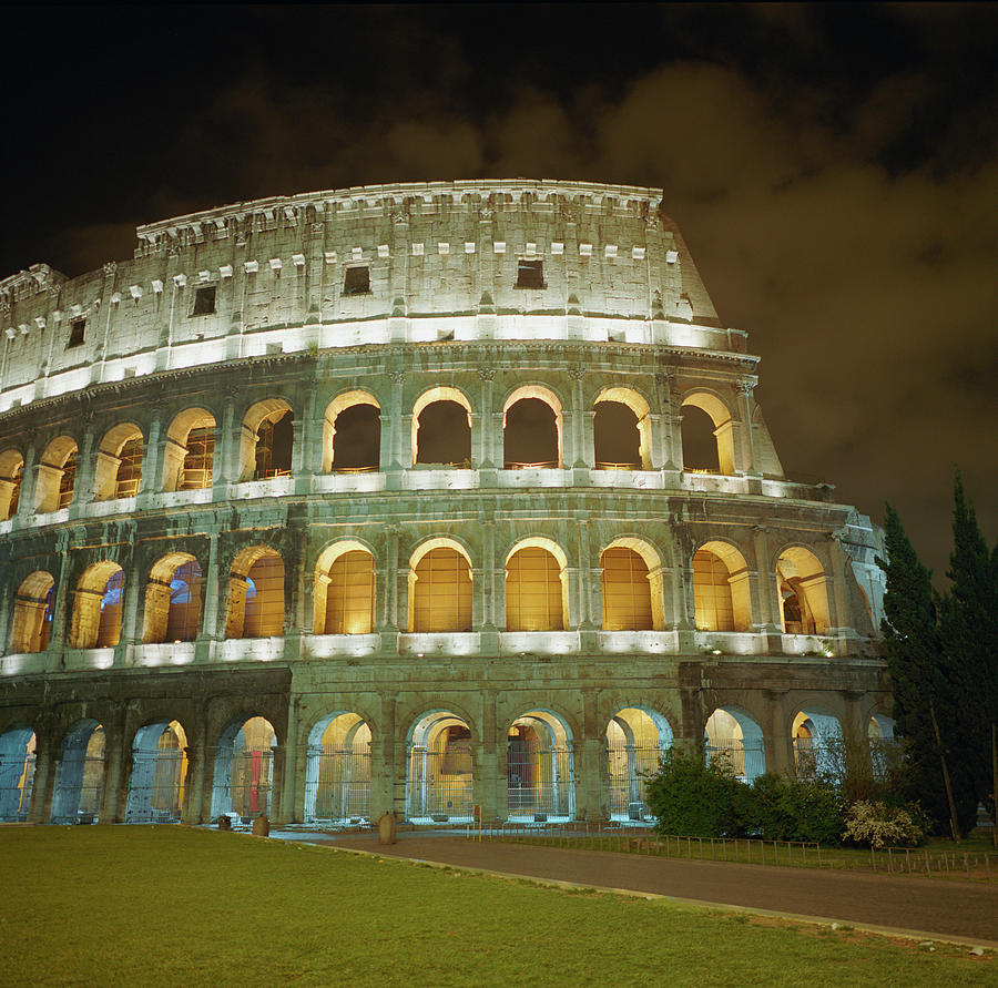 Italy, Rome, Coliseum At Night Photograph by Silvia Otte