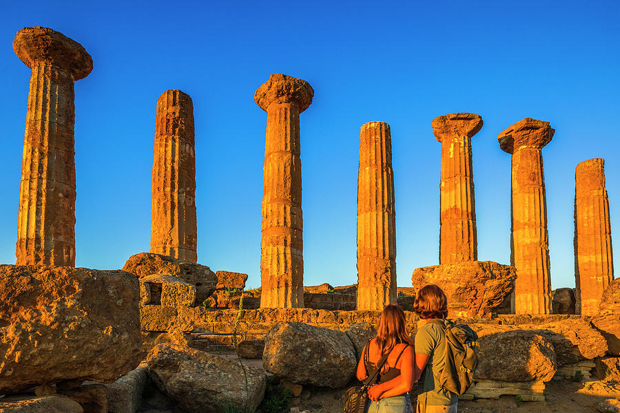 Italy, Sicily, Agrigento District, Agrigento, Valley Of The Temples, Temple Of Hercules Digital Art by Alessandro Saffo
