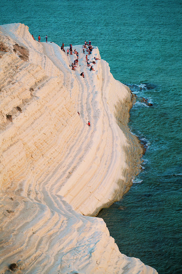 Italy, Sicily, Agrigento District, Mediterranean Sea, Realmonte, The Scala Dei Turchi (italian: Stair Of The Turks), Rocky Cliff On The Coast Between Capo Rossello And Porto Empedocle, At Sunset Digital Art by Giorgio Filippini