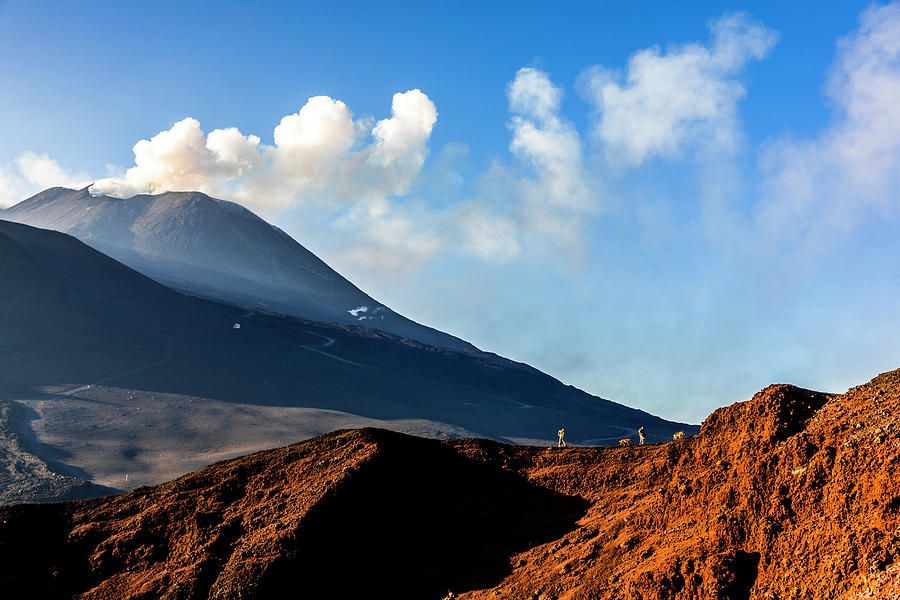 Image Digital Art - Italy, Sicily, Catania District, Mount Etna, Southeast Crater In Degassing Seen From The Escriva Crater by Alessandro Saffo