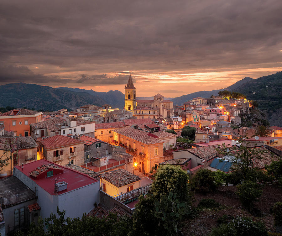 Italy, Sicily, Messina District, Novara Di Sicilia, Panoramic View Of The Town Digital Art by Paolo Giocoso