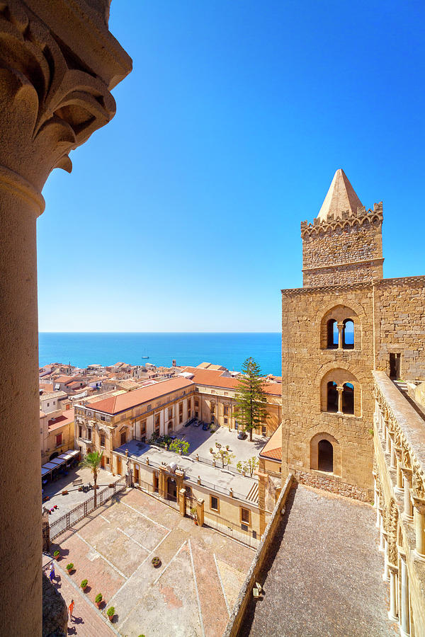 Architecture Digital Art - Italy, Sicily, Palermo District, Mediterranean Sea, Tyrrhenian Sea, Cefalu, The Northern Tower And The Historic Center by Luca Scamporlino