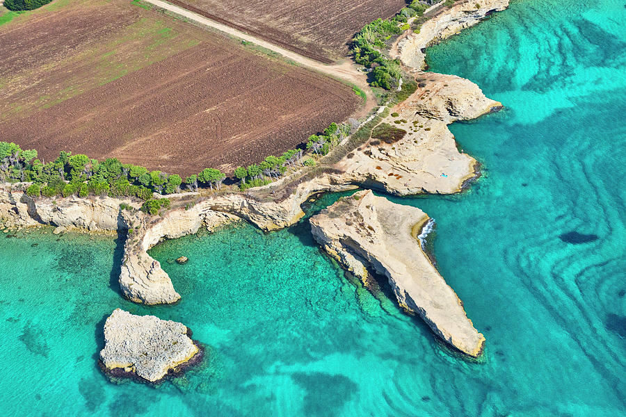 Italy, Sicily, Siracusa District, Avola, Ionian Coast, Mediterranean Sea, Ionian Sea, Spectacular Stretch Of Coast Between The Mouth Of The Cassibile River And The Beach Of Contrada Gallina Digital Art by Luca Scamporlino