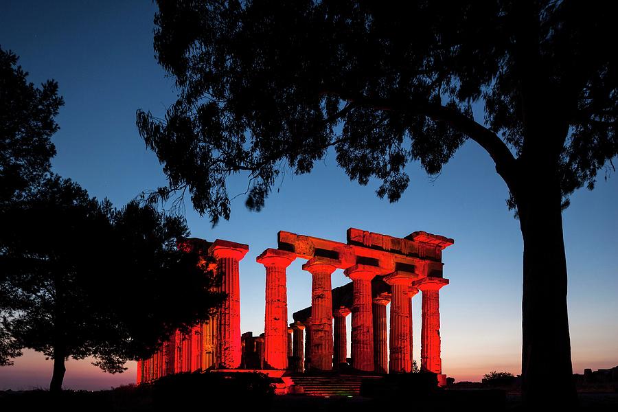 Italy, Sicily, Trapani District, Selinunte, Temple E, The Temple Of Hera, At The Archaeological Site Selinunte Digital Art by Vittorio Sciosia