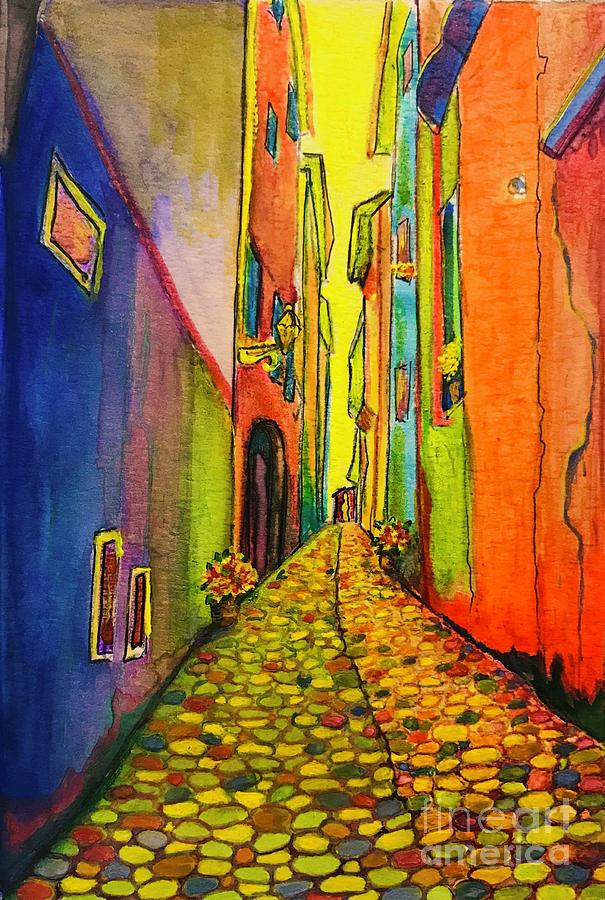 Italy street summer afternoon Painting by Ella Boughton
