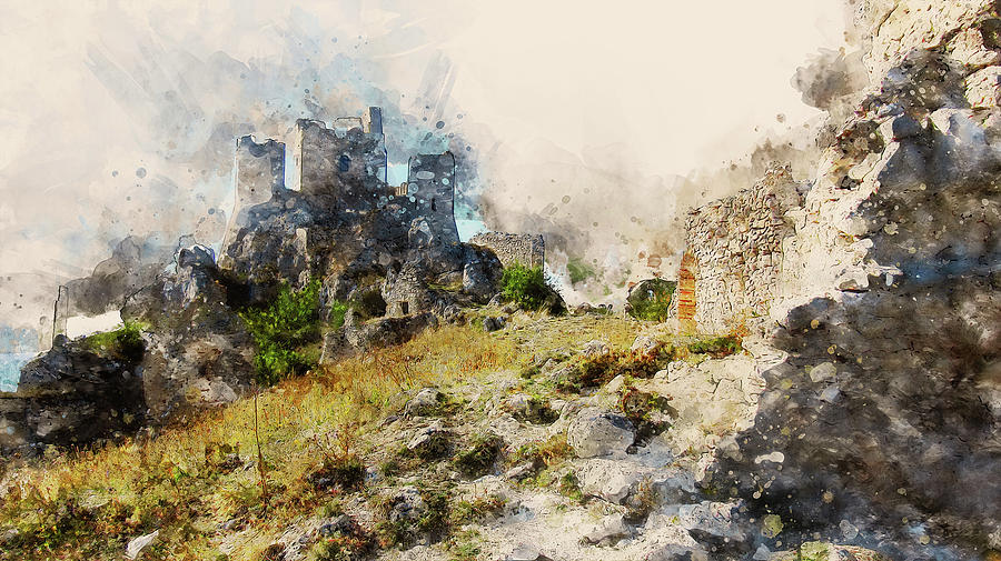  Italy, the castle of Rocca Calascio - 04 Painting by AM FineArtPrints