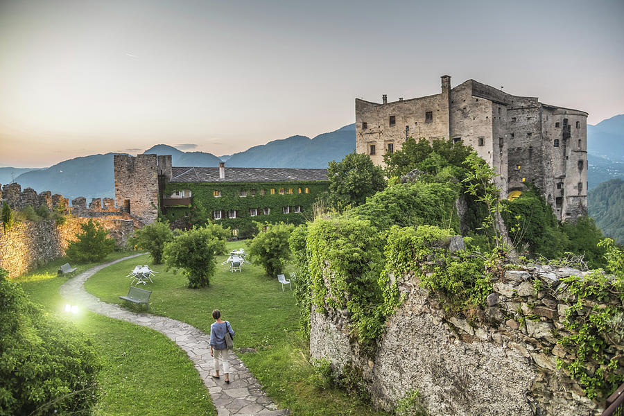 Image Digital Art - Italy, Trentino-alto Adige, Trento District, Valsugana, Pergine, Alps, Dolomites, Castello Di Pergine Hotel And Restaurant by Guido Cozzi