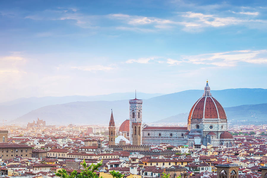 Italy, Tuscany, Firenze District, Florence, Duomo Santa Maria Del Fiore, View From Piazzale Michelangelo Digital Art by Stefano Coltelli