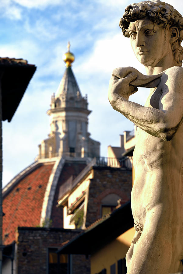 Italy, Tuscany, Firenze District, Florence, Piazza Della Signoria, Reproduction Of Michelangelos David In Piazza Della Signoria In Florence Digital Art by Claudio Leolini