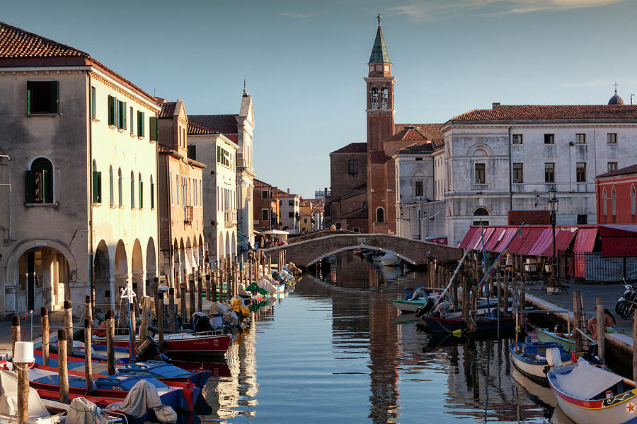 Italy, Veneto, Adriatic Coast, Venezia District, Chioggia, Boats Moored ...