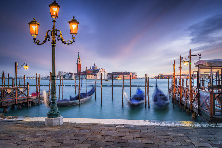 Italy, Veneto, Venetian Lagoon, Adriatic Coast, Venezia District, Venice, San Giorgio Maggiore, Gondolas Digital Art by Stefano Coltelli