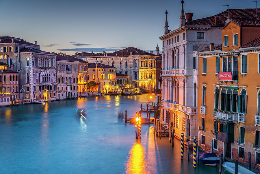 Italy, Veneto, Venezia District, Venice, Grand Canal, City At Sunset Digital Art by Stefano Coltelli