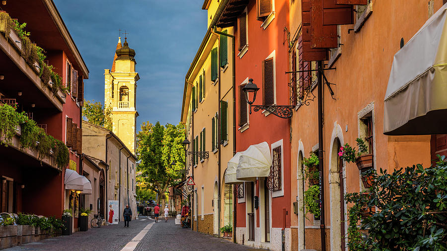 Italy, Veneto, Verona District, Lake Garda, Bardolino, Streets In The Center Of Bardolino, Borgo Garibaldi Digital Art by Alessandro Saffo