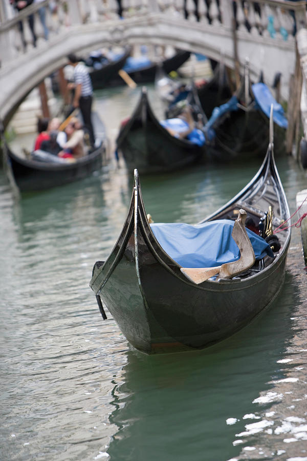 Italy, Venice, Gondola In Water, Bridge Photograph by Karl Weatherly