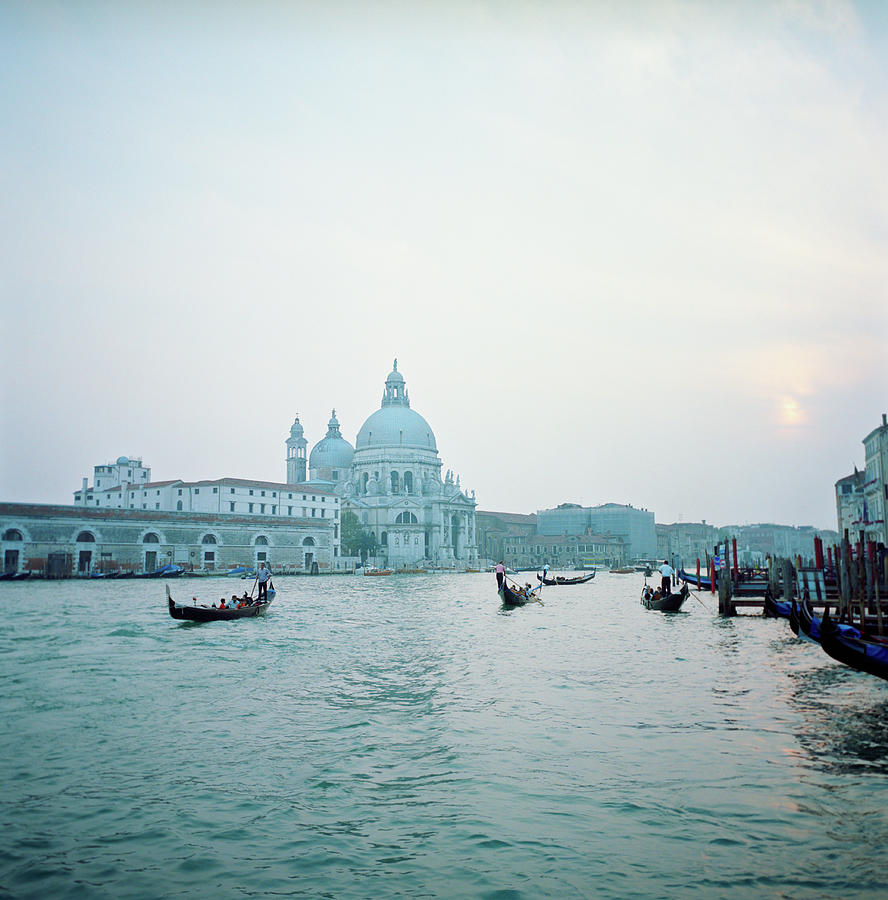 Italy, Venice, Gondolas On Grand Canal Photograph by Silvia Otte