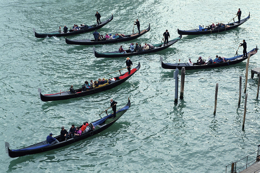 Italy, Venice, Group Of Gondolas Photograph by David De Lossy