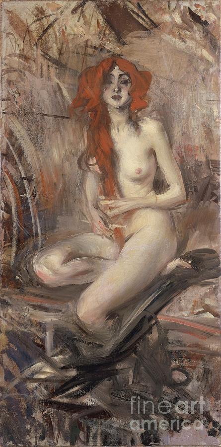 Italy, Young Nude Painting Painting by Giovanni Boldini