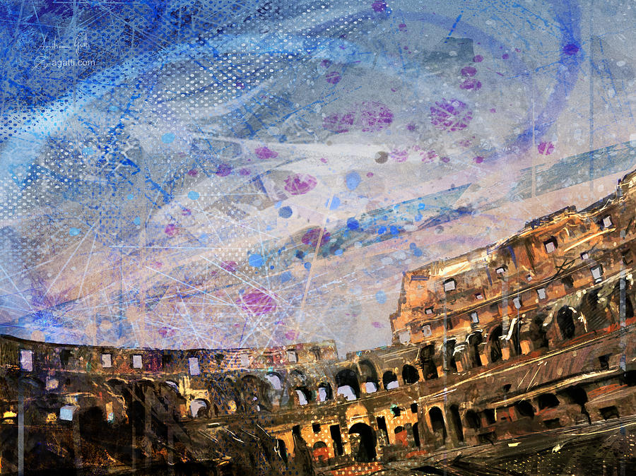 Interni Colosseo Tramonto Digital Art by Andrea Gatti