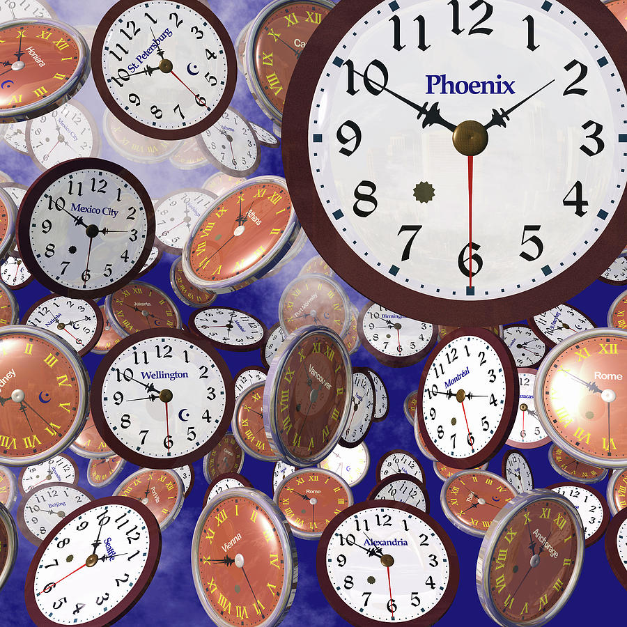 Clock Photograph - Its Raining Clocks - Phoenix by Nicola Nobile