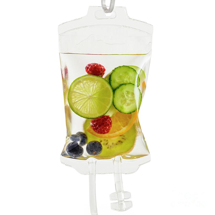 Iv Bag With Fruits Photograph by Science Photo Library