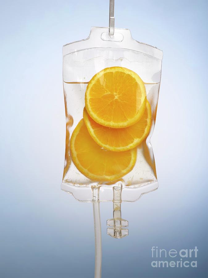 Iv Bag With Orange Slices Photograph by Science Photo Library