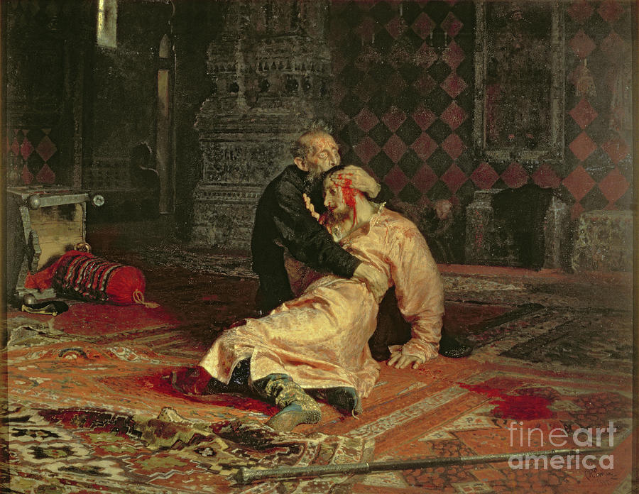 Ivan The Terrible And His Son On The 16th November, 1581, 1885 Painting by Ilya Repin