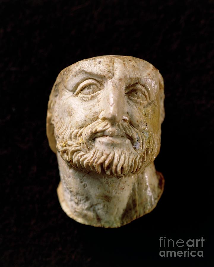 Ivory Head Of Philip II Of Macedonia, From Tomb Of Vergina, Greece, 4th Century Bc, Ancient Greece Sculpture by Greek School