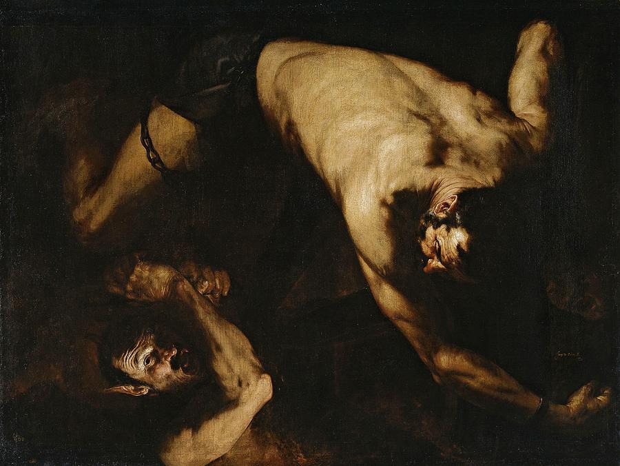 Ixion, 1632, Spanish School, Oil on canvas, 220 cm x 301 cm, P01114. Painting by Jusepe de Ribera -1591-1652-