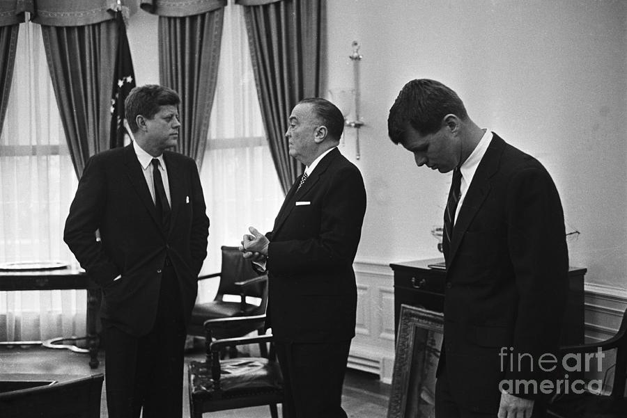 J. Edgar Hoover Talking With President Photograph by Bettmann