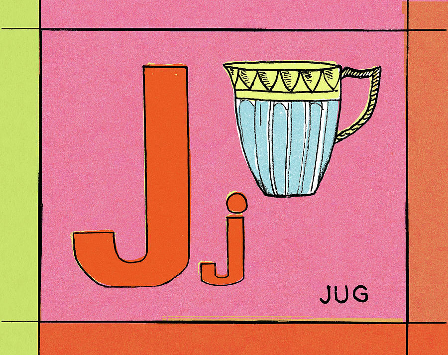 Vintage Drawing - J is for Jug by CSA Images