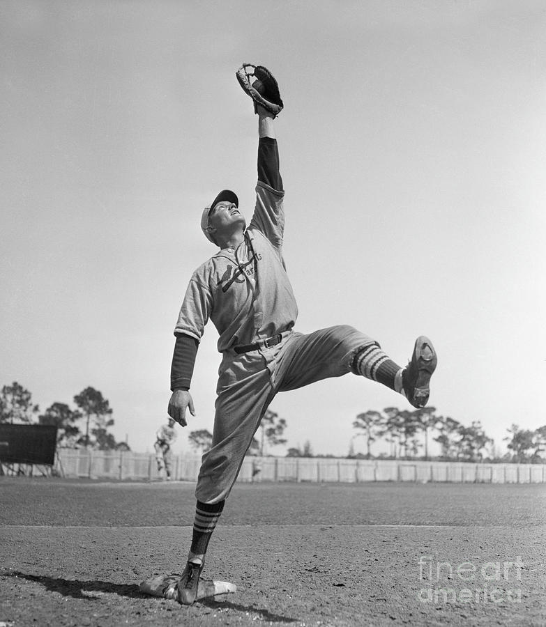 J. Mize Catches Ball During Game Photograph by Bettmann