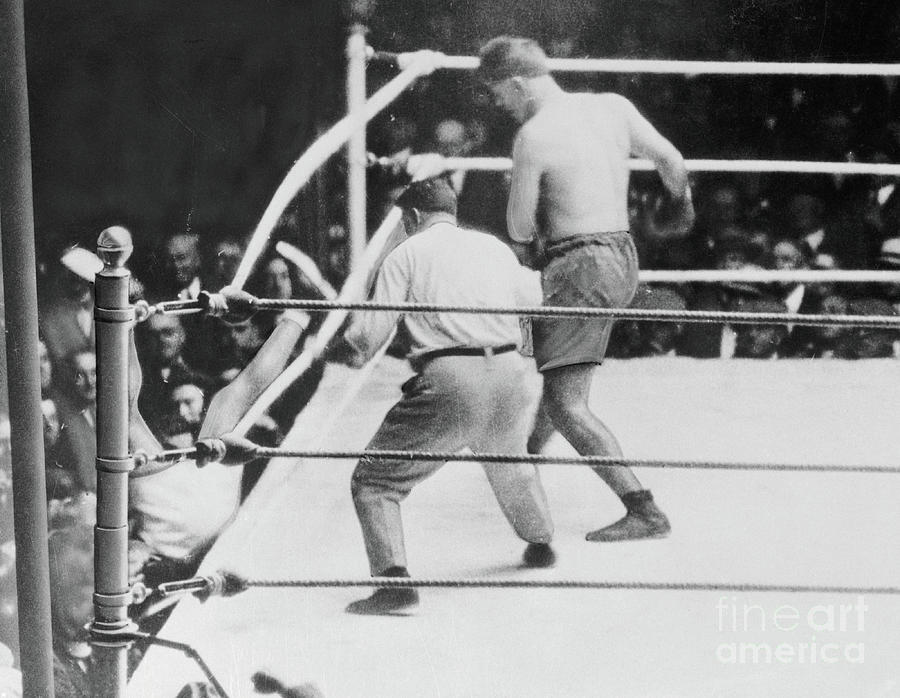 Jack Dempsey Falling Out Of Boxing Ring Photograph by Bettmann
