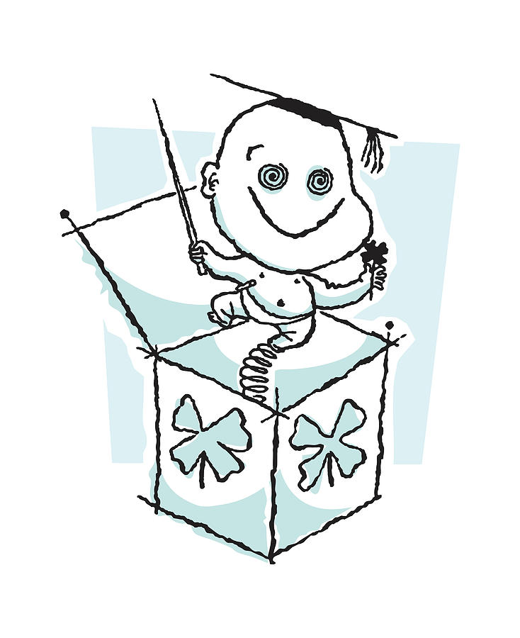 Vintage Drawing - Jack-in-the-Box Baby Graduate by CSA Images