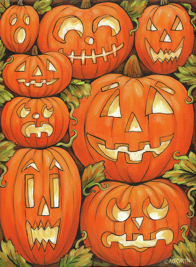 Halloween Painting - Jack O Lanterns by Cathy Horvath-buchanan