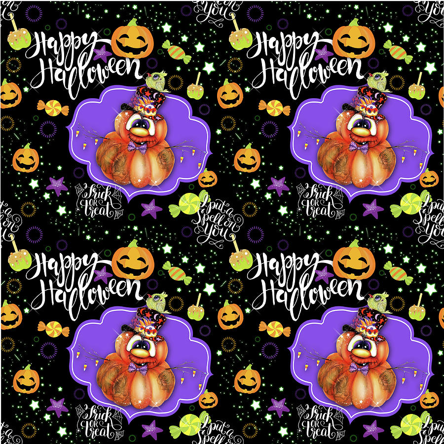 Halloween Mixed Media - Jack O Man 3 - Halloween Pattern by Sheena Pike Art And Illustration