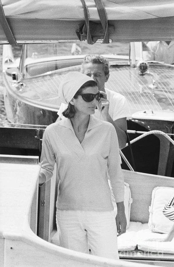 Celebrity Photograph - Jackie Kennedy Standing In Prow Of Boat by Bettmann