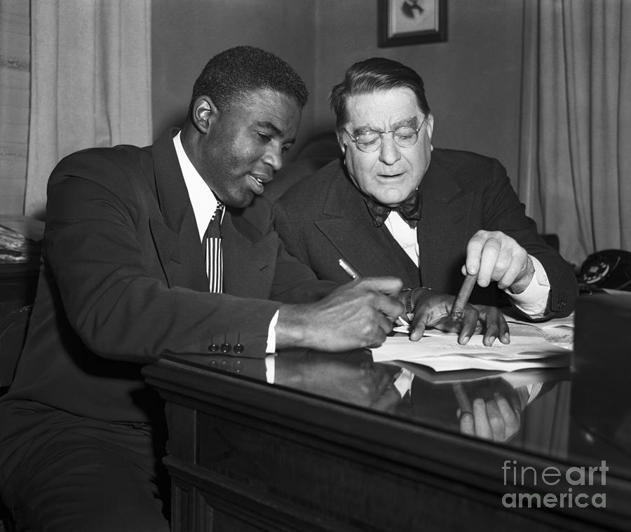 Jackie Robinson Signing Contract Photograph by Bettmann