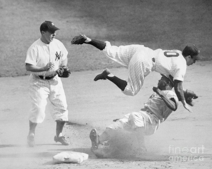Jackie Robinson Sliding Into Second Base Photograph by Bettmann