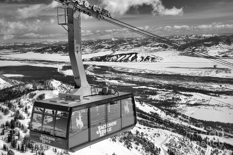 Jackson Hole Tram Black And White Photograph by Adam Jewell