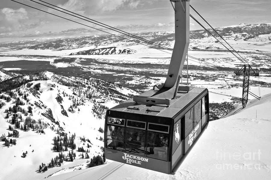Jackson Hole Tram Closeup Black And White Photograph by Adam Jewell
