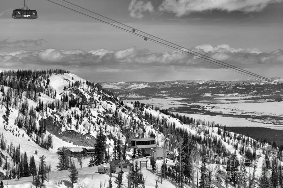 Jackson Hole Tram Landscape Black And White Photograph by Adam Jewell