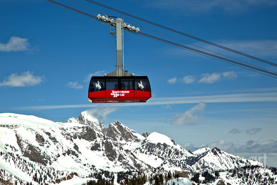 Jackson Hole Tram Over The Snow Caps Photograph by Adam Jewell