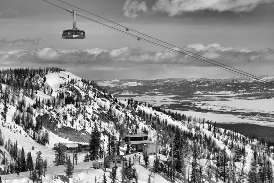 Jackson Hole Tram Paradise Black And White Photograph by Adam Jewell