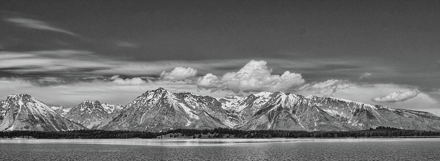 Jackson Lake Tetons Black and White Panoramic by Philip Duff Jackson Lake Tetons Black and White Panoramic by Philip Duff