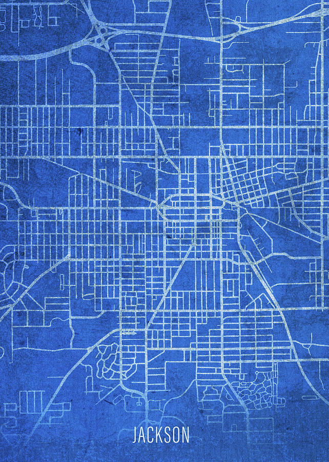 Jackson Michigan City Street Map Blueprints Mixed Media by Design