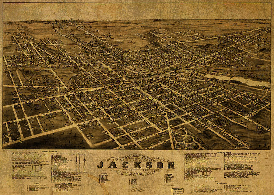Jackson Michigan Vintage City Street Map 1881 Mixed Media by Design ...