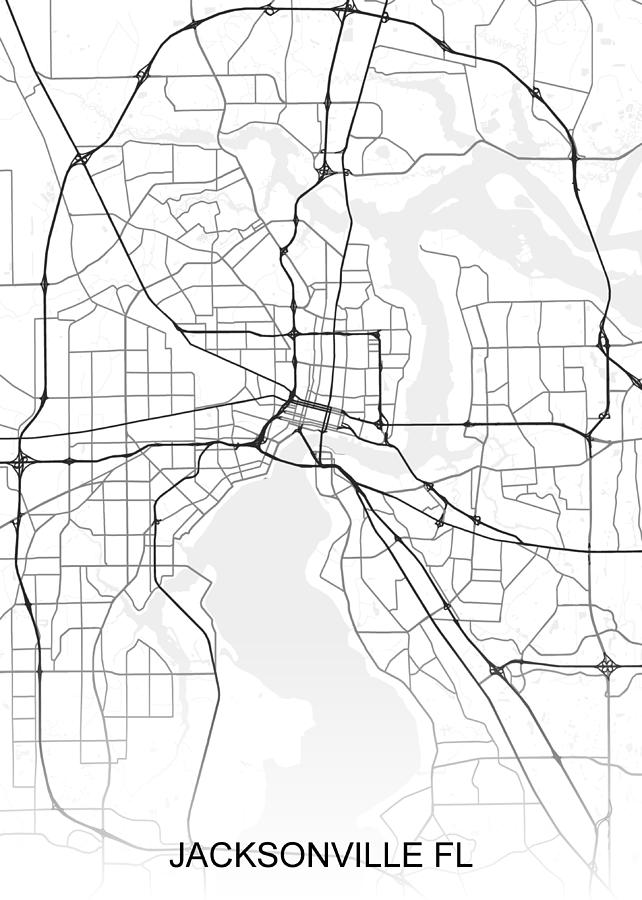 Jacksonville Map FL Drawing by Ihab Design