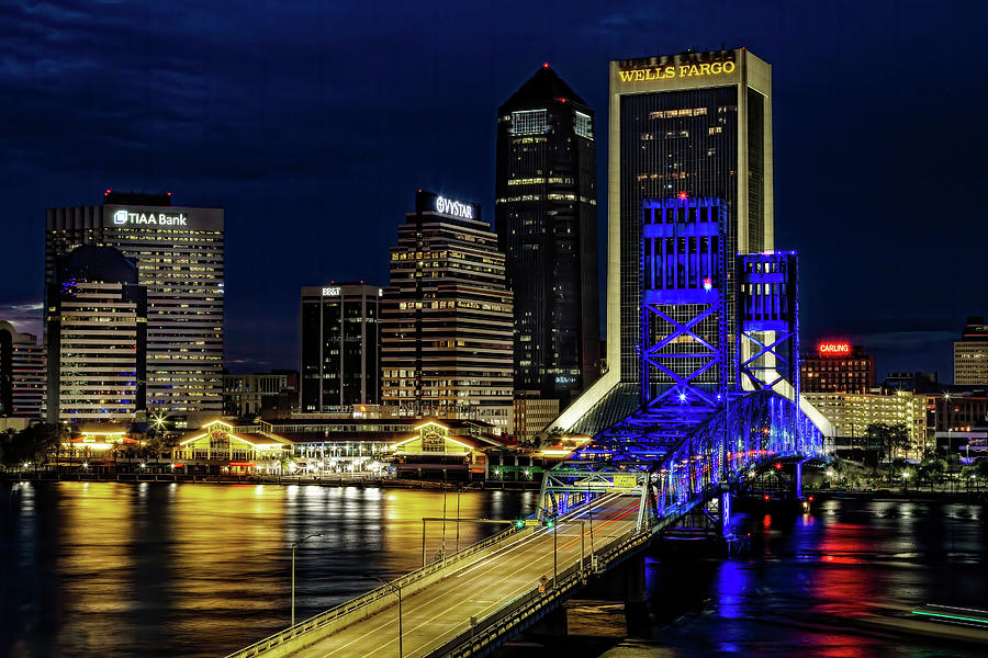 Jacksonville Nighttime Skyline by Kay Brewer Jacksonville Nighttime Skyline by Kay Brewer