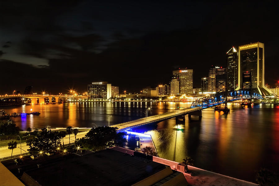 Jacksonville Skyline By Night Photograph by Kay Brewer